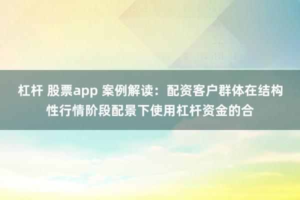 杠杆 股票app 案例解读：配资客户群体在结构性行情阶段配景下使用杠杆资金的合